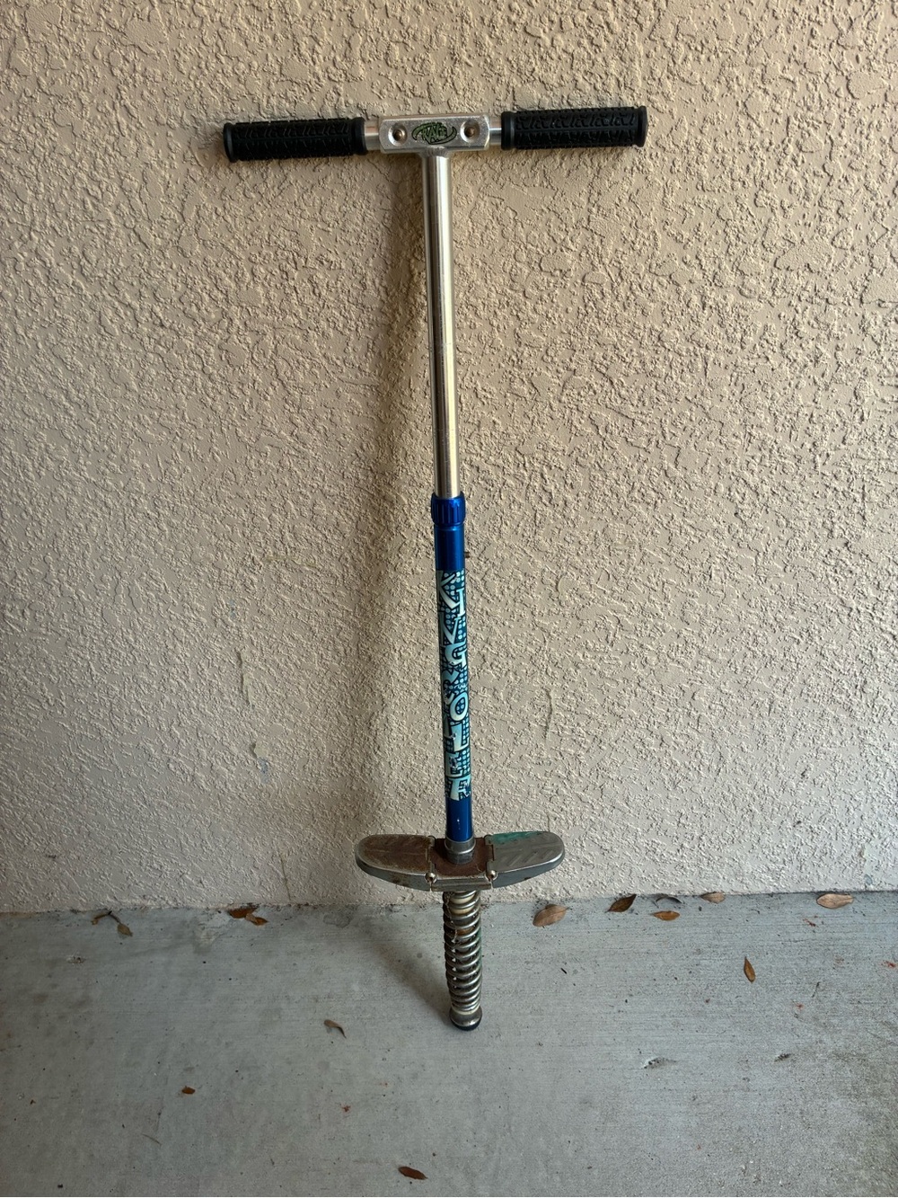 Blue Graphic Pogo Stick with Metal Spring